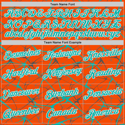 Custom Orange Aqua Gray-White Abstract Network Crackle Performance T-Shirt