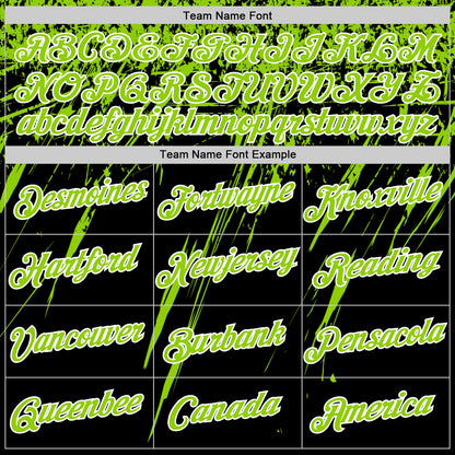 Custom Black Neon Green-White Distressed Scratch Brush Stroke Performance T-Shirt