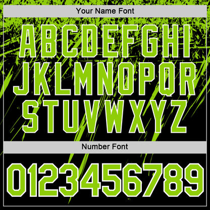 Custom Black Neon Green-White Distressed Scratch Brush Stroke Performance T-Shirt