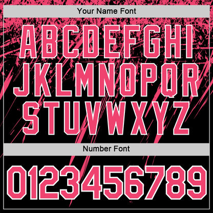 Custom Black Neon Pink-White Distressed Scratch Brush Stroke Performance T-Shirt