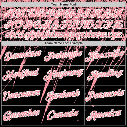 Custom Black Medium Pink-White Distressed Scratch Brush Stroke Performance T-Shirt