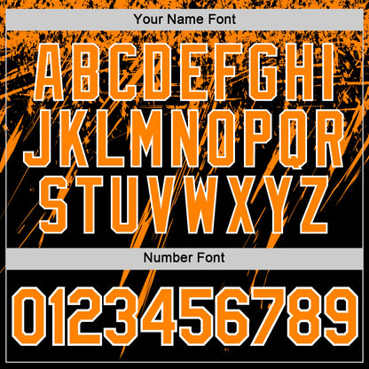 Custom Black Bay Orange-White Distressed Scratch Brush Stroke Performance T-Shirt