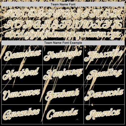 Custom Black Vegas Gold-White Distressed Scratch Brush Stroke Performance T-Shirt
