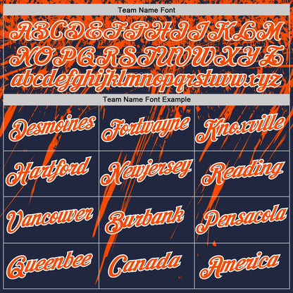 Custom Navy Orange-White Distressed Scratch Brush Stroke Performance T-Shirt