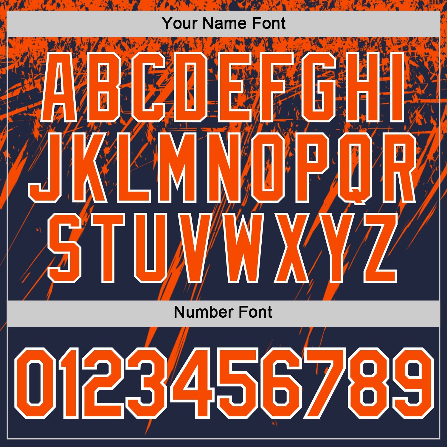 Custom Navy Orange-White Distressed Scratch Brush Stroke Performance T-Shirt