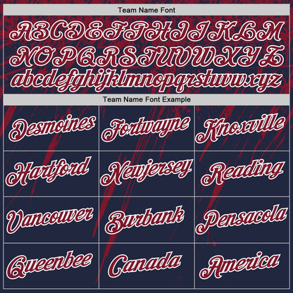 Custom Navy Crimson-White Distressed Scratch Brush Stroke Performance T-Shirt