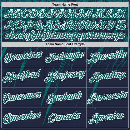 Custom Navy Teal-White Distressed Scratch Brush Stroke Performance T-Shirt
