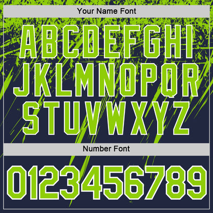 Custom Navy Neon Green-White Distressed Scratch Brush Stroke Performance T-Shirt