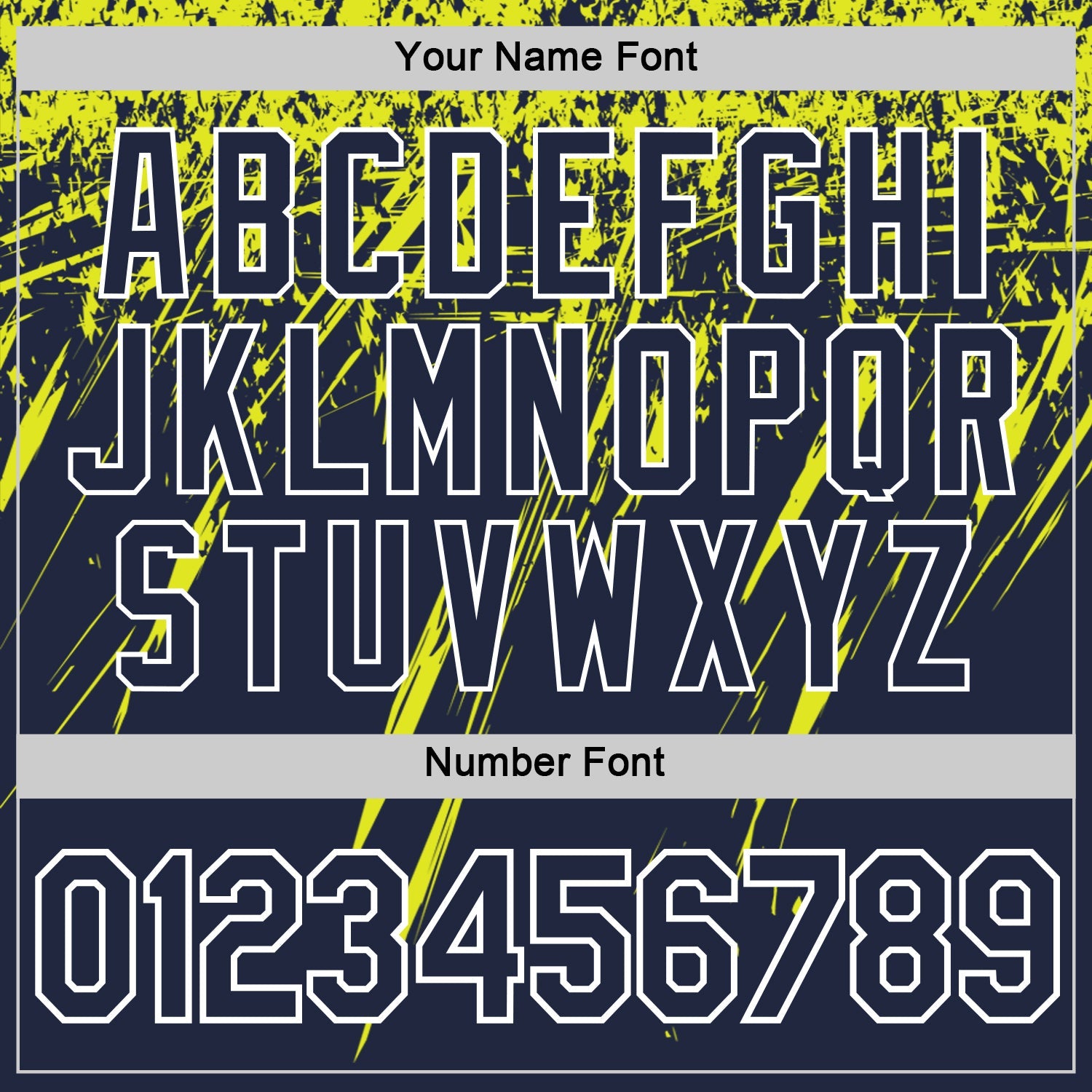 Custom Navy Neon Yellow-White Distressed Scratch Brush Stroke Performance T-Shirt