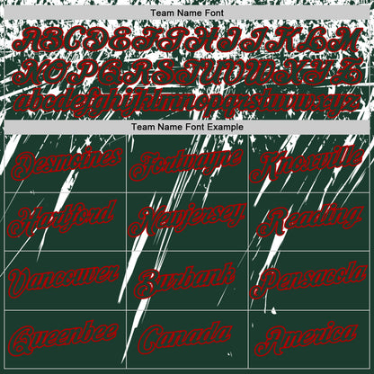 Custom Green White-Red Distressed Scratch Brush Stroke Performance T-Shirt