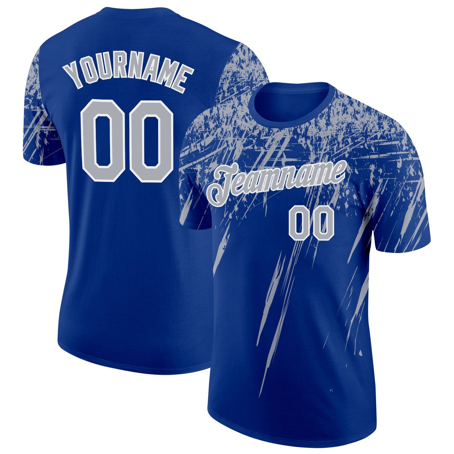 Custom Royal Gray-White Distressed Scratch Brush Stroke Performance T-Shirt
