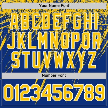 Custom Royal Yellow-White Distressed Scratch Brush Stroke Performance T-Shirt