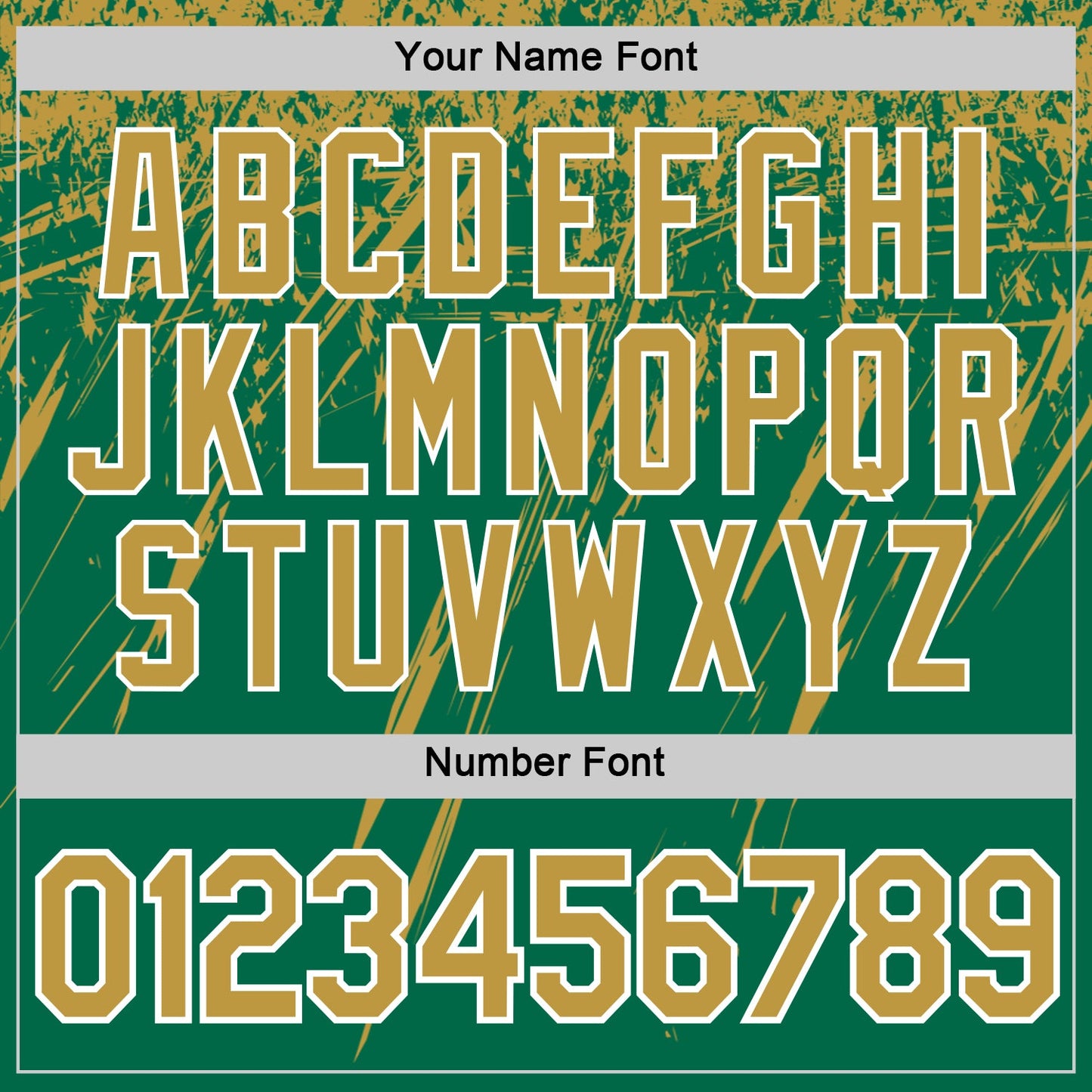 Custom Kelly Green Old Gold-White Distressed Scratch Brush Stroke Performance T-Shirt