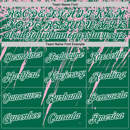 Custom Kelly Green Light Pink-White Distressed Scratch Brush Stroke Performance T-Shirt