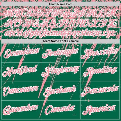 Custom Kelly Green Medium Pink-White Distressed Scratch Brush Stroke Performance T-Shirt