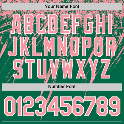 Custom Kelly Green Medium Pink-White Distressed Scratch Brush Stroke Performance T-Shirt