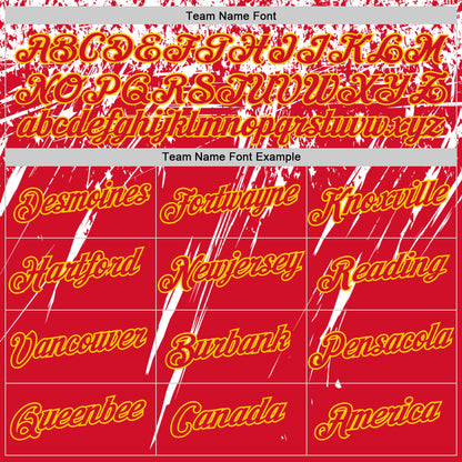 Custom Red White-Yellow Distressed Scratch Brush Stroke Performance T-Shirt
