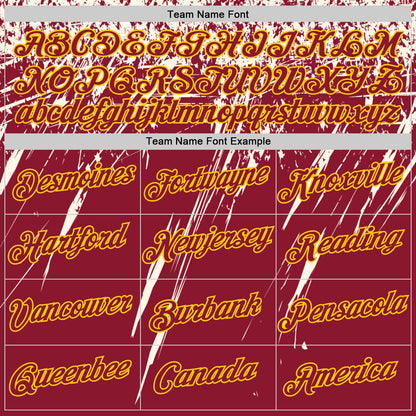 Custom Crimson Cream-Yellow Distressed Scratch Brush Stroke Performance T-Shirt