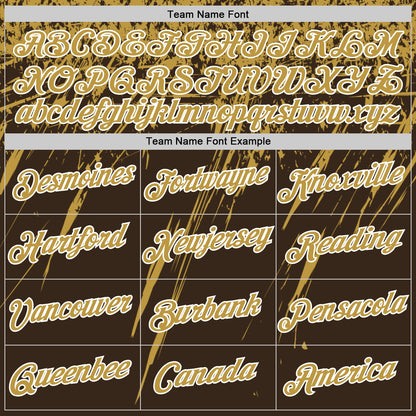 Custom Brown Old Gold-White Distressed Scratch Brush Stroke Performance T-Shirt
