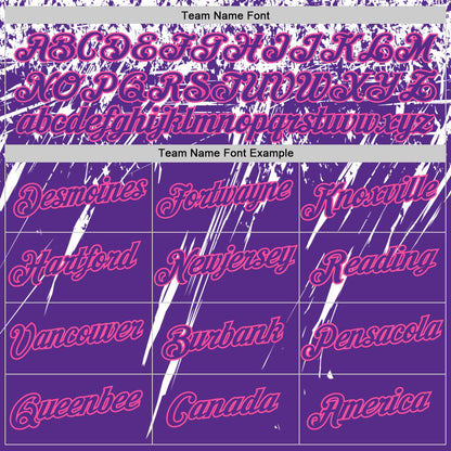 Custom Purple White-Pink Distressed Scratch Brush Stroke Performance T-Shirt