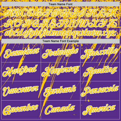 Custom Purple Yellow-White Distressed Scratch Brush Stroke Performance T-Shirt