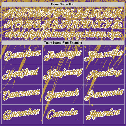 Custom Purple Old Gold-White Distressed Scratch Brush Stroke Performance T-Shirt