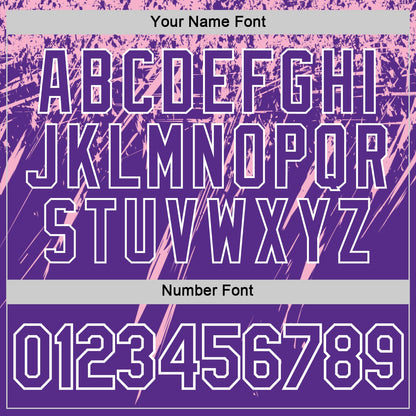 Custom Purple Light Pink-White Distressed Scratch Brush Stroke Performance T-Shirt