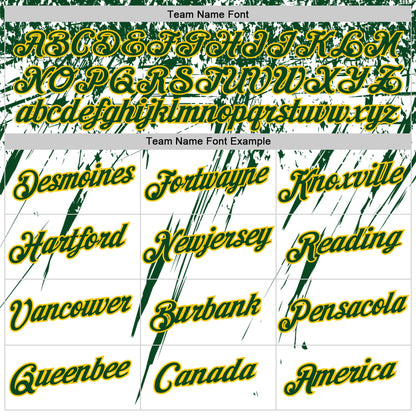 Custom White Green-Yellow Distressed Scratch Brush Stroke Performance T-Shirt