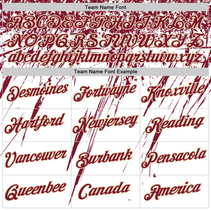 Custom White Crimson-City Cream Distressed Scratch Brush Stroke Performance T-Shirt