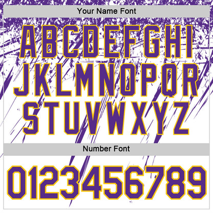 Custom White Purple-Yellow Distressed Scratch Brush Stroke Performance T-Shirt