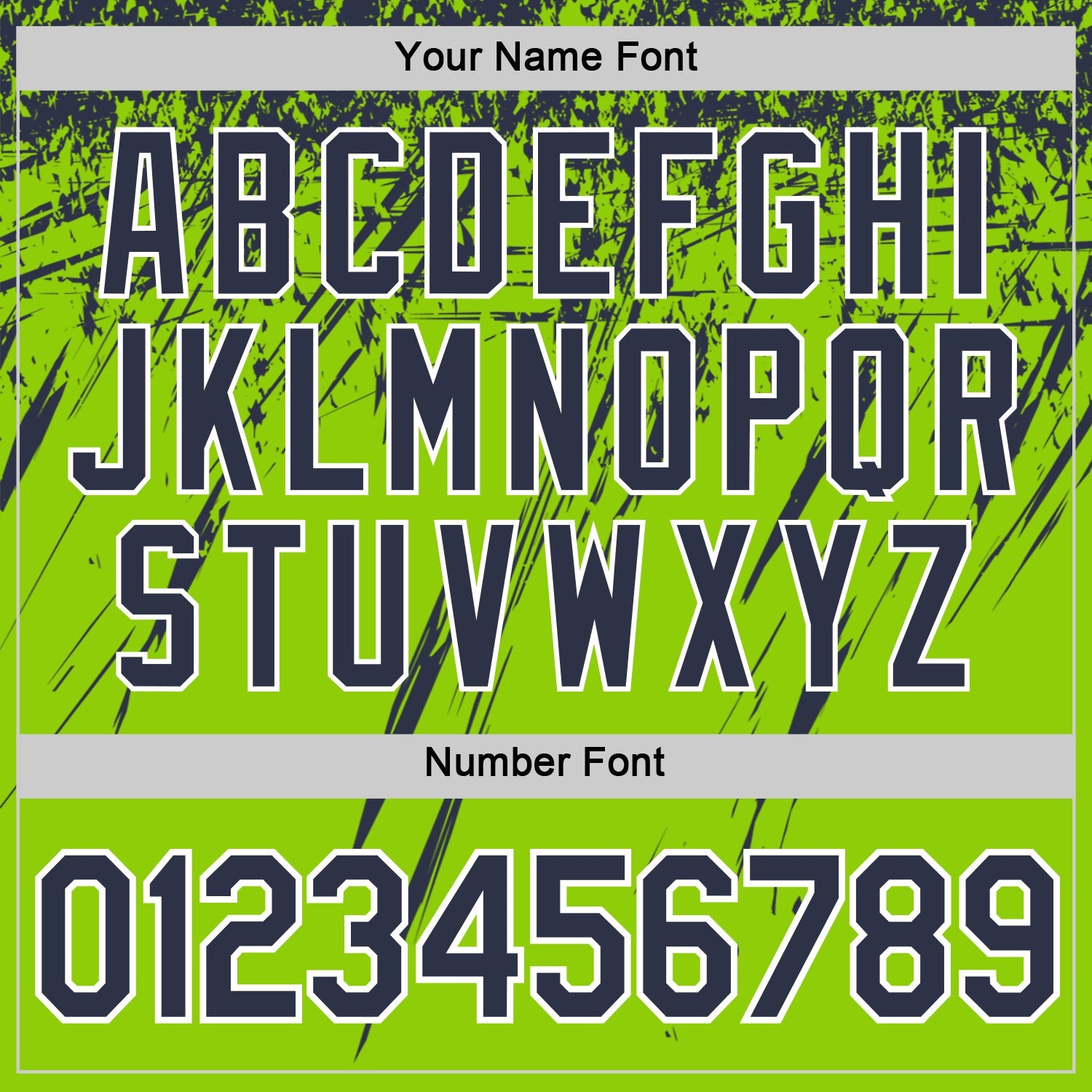 Custom Neon Green Navy-White Distressed Scratch Brush Stroke Performance T-Shirt