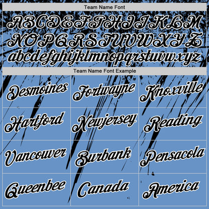 Custom Light Blue Black-White Distressed Scratch Brush Stroke Performance T-Shirt