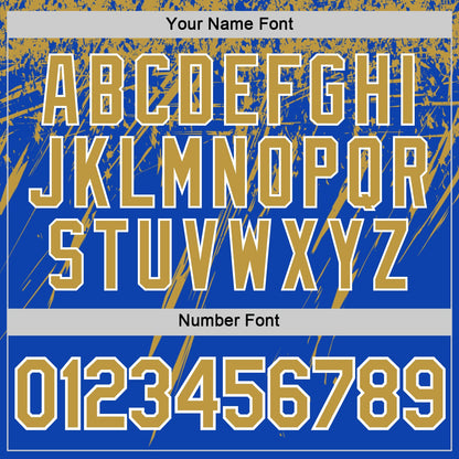 Custom Thunder Blue Old Gold-White Distressed Scratch Brush Stroke Performance T-Shirt
