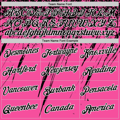 Custom Pink Black-White Distressed Scratch Brush Stroke Performance T-Shirt