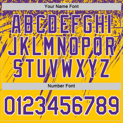 Custom Yellow Purple-White Distressed Scratch Brush Stroke Performance T-Shirt