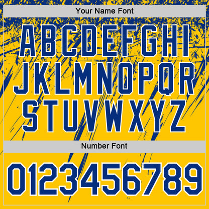 Custom Yellow Royal-White Distressed Scratch Brush Stroke Performance T-Shirt