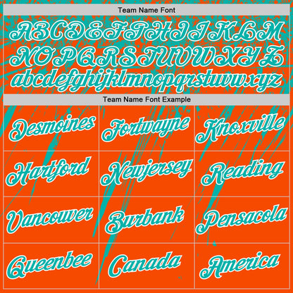 Custom Orange Aqua-White Distressed Scratch Brush Stroke Performance T-Shirt