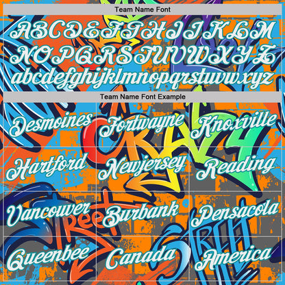 Custom Graffiti Pattern White-Teal Vibrant MulticolorStreet Style Performance T-Shirt