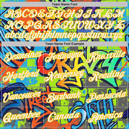 Custom Graffiti Pattern White-Yellow Vibrant MulticolorStreet Style Performance T-Shirt