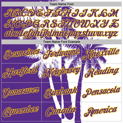 Custom White Purple-Yellow Hawaii Tropical Coastal Palm Trees Performance T-Shirt