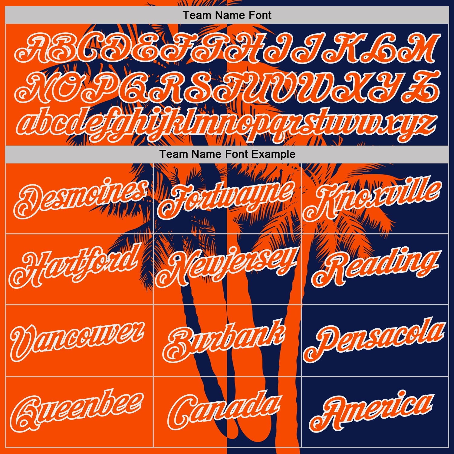Custom Navy Orange-White Hawaii Tropical Coastal Palm Trees Performance T-Shirt