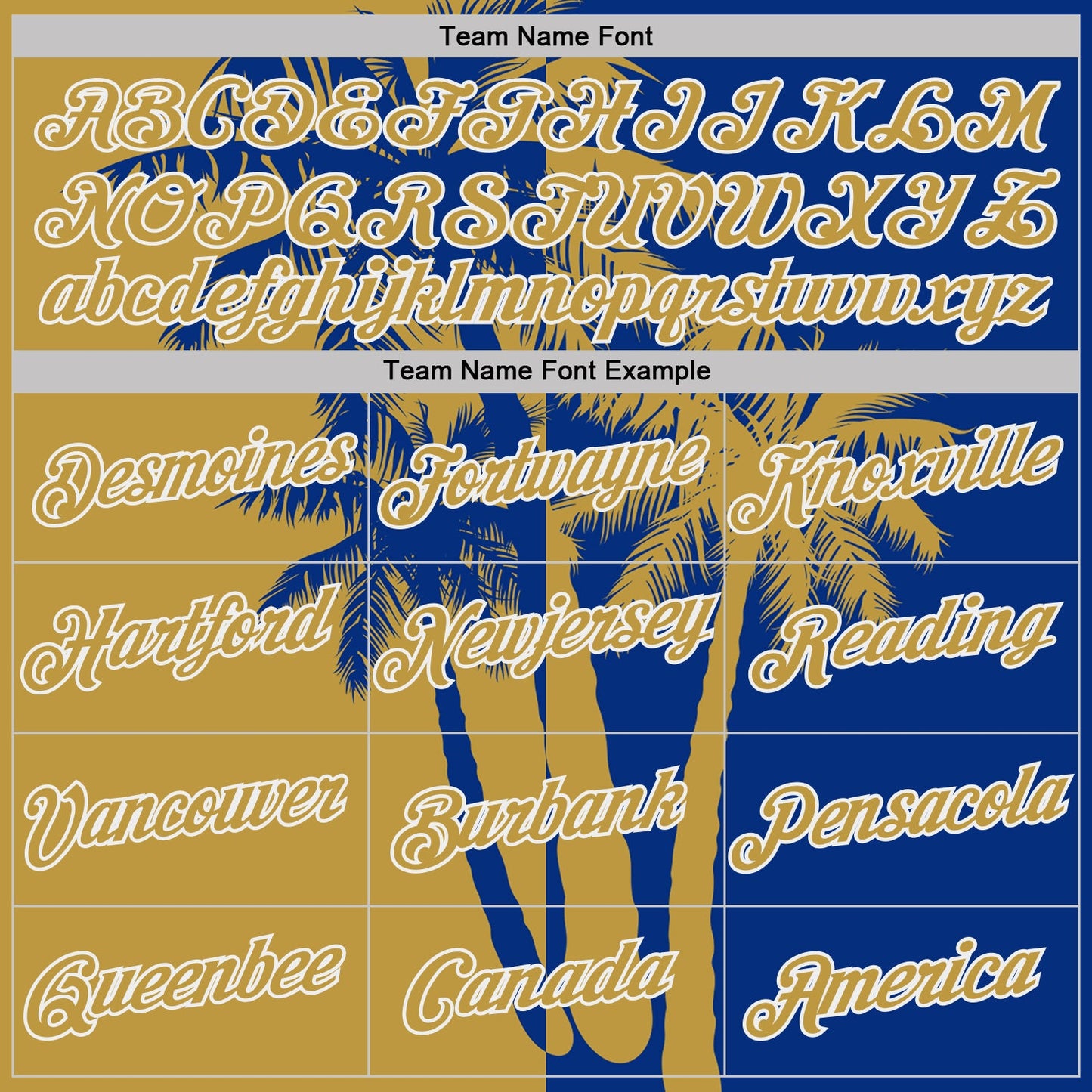Custom Royal Old Gold-White Hawaii Tropical Coastal Palm Trees Performance T-Shirt