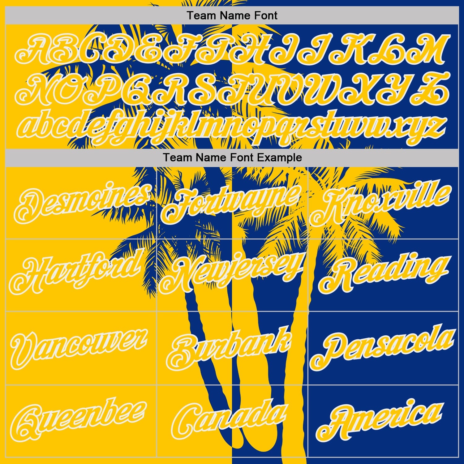 Custom Royal Yellow-White Hawaii Tropical Coastal Palm Trees Performance T-Shirt