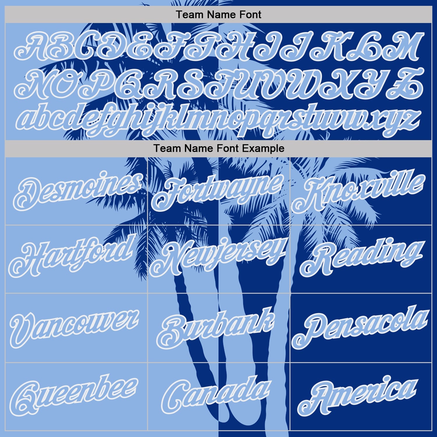 Custom Royal Light Blue-White Hawaii Tropical Coastal Palm Trees Performance T-Shirt