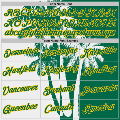 Custom Kelly Green White-Yellow Hawaii Tropical Coastal Palm Trees Performance T-Shirt