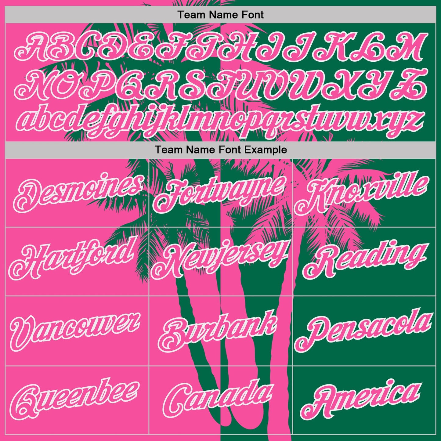 Custom Kelly Green Pink-White Hawaii Tropical Coastal Palm Trees Performance T-Shirt
