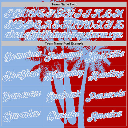Custom Red Light Blue-White Hawaii Tropical Coastal Palm Trees Performance T-Shirt