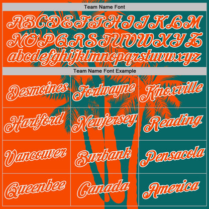 Custom Teal Orange-White Hawaii Tropical Coastal Palm Trees Performance T-Shirt