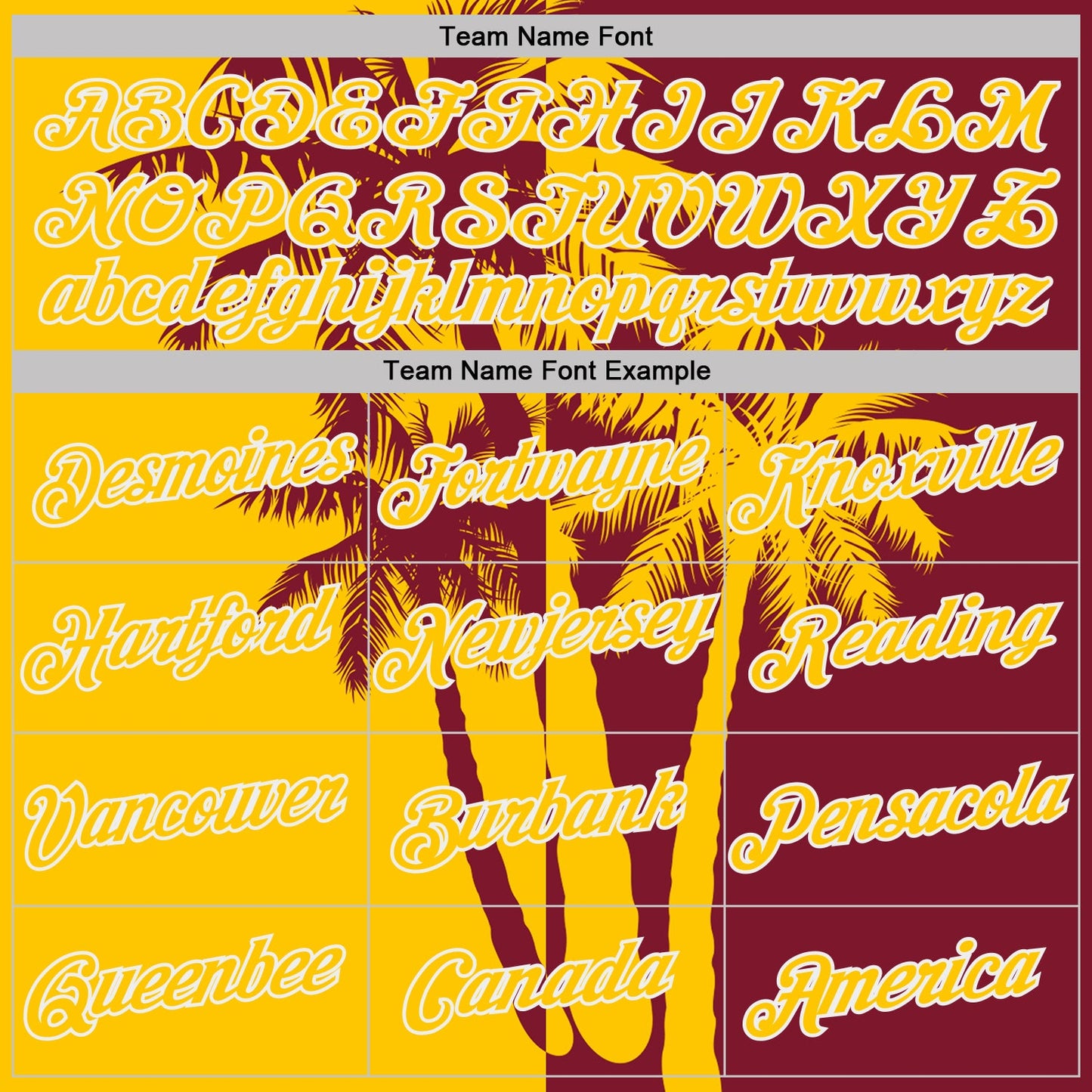 Custom Crimson Yellow-White Hawaii Tropical Coastal Palm Trees Performance T-Shirt