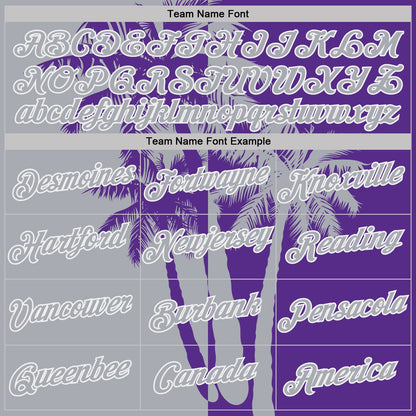 Custom Purple Gray-White Hawaii Tropical Coastal Palm Trees Performance T-Shirt